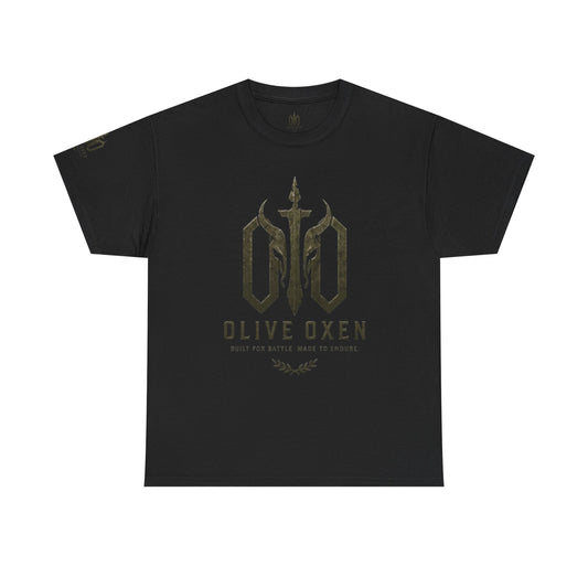 Olive Oxen Graphic Tee — Military-Inspired Bull Logo T-Shirt