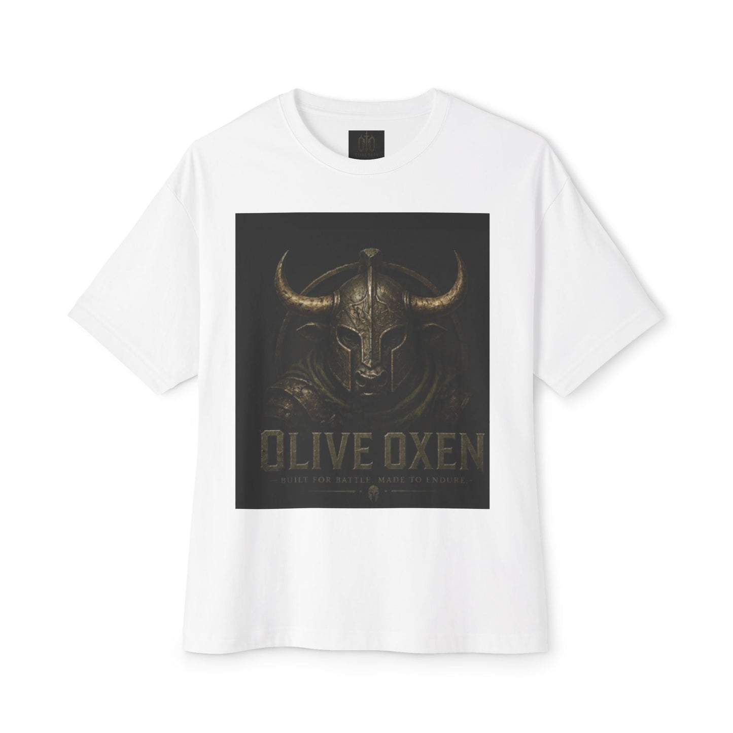 Viking Helmet Graphic Tee — "Olive Oxen" Retro Metal Band Shirt