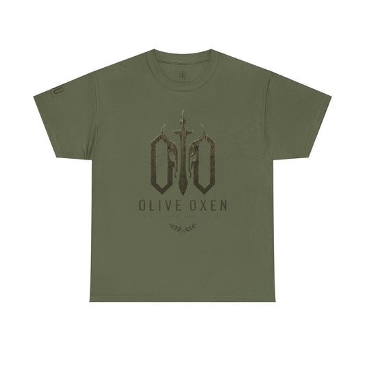 Olive Oxen Graphic Tee — Military-Inspired Bull Logo T-Shirt