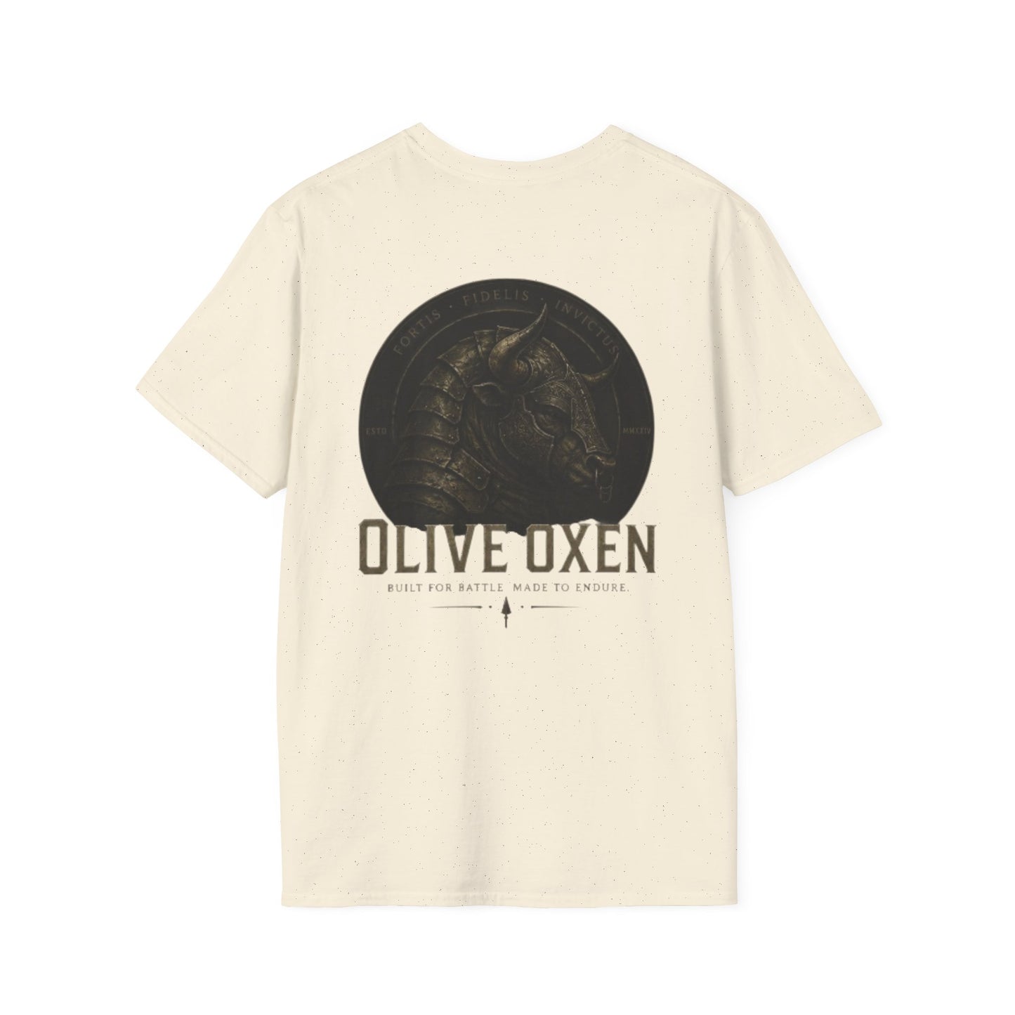 Olive Oxen Minimal Crest T‑Shirt — Subtle Military-Inspired Logo Tee
