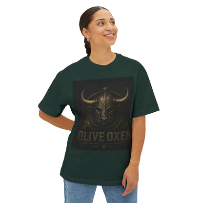 Viking Helmet Graphic Tee — "Olive Oxen" Retro Metal Band Shirt