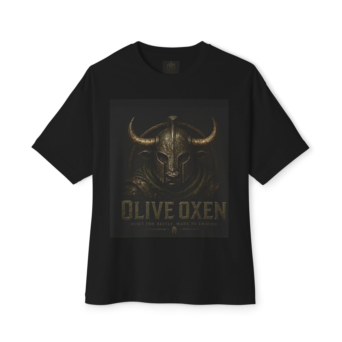 Viking Helmet Graphic Tee — "Olive Oxen" Retro Metal Band Shirt