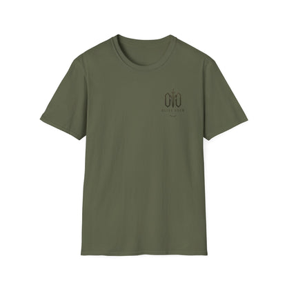 Olive Oxen Minimal Crest T‑Shirt — Subtle Military-Inspired Logo Tee